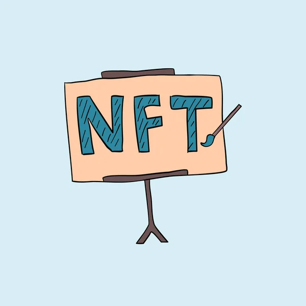 Nft Nezastupitelný Token Vytvoření Digitálního Kryptografického Umění Nft Text Kreslení — Stockový vektor