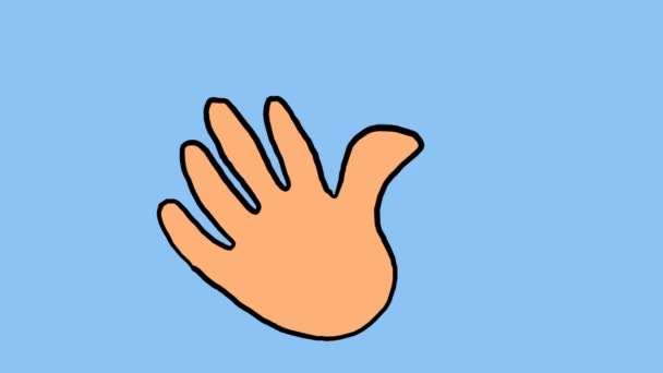Kreskówkowa Ręka Machanie Dłonią Ramka Ramce Ręcznie Rysowany Klip Animacja — Wideo stockowe