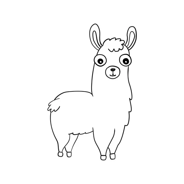 Lama Animal Outline Voor Kinderen Printen Online Lama Glama — Stockvector