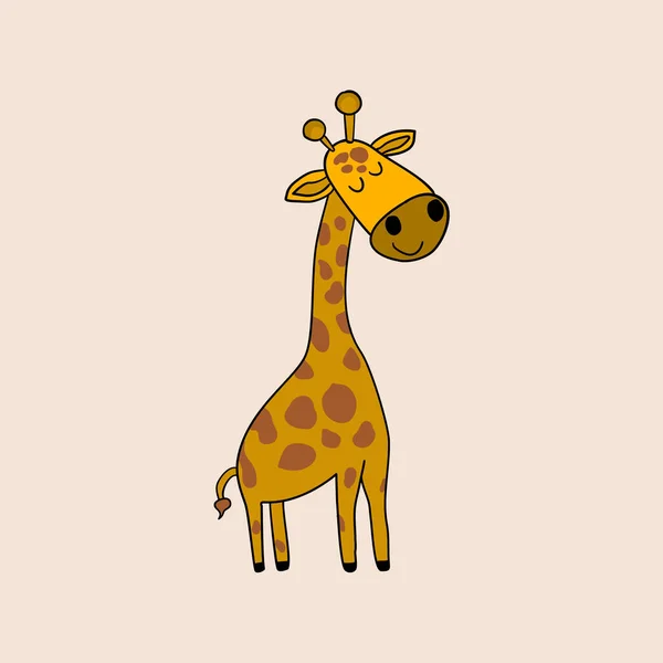 Egyszerű Gyerekes Illusztráció Egy Zsiráfról Póló Tervezésére Alkalmas Elszigetelt Vektor — Stock Vector