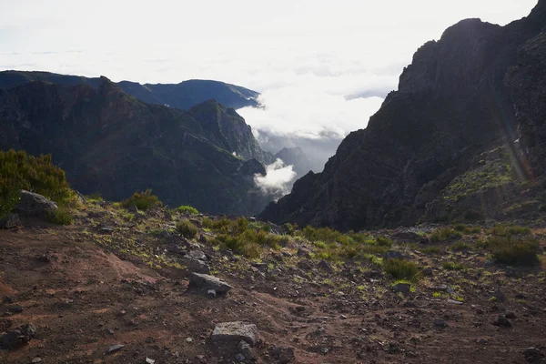 Portekiz Madeira Adasında Yaz Sabahı Dağlar Göz Kamaştırıcı Manzara — Stok fotoğraf