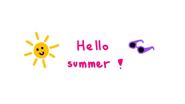 Hello Summer Frame Frame Hand Cartoon Анимация Hello Summer Text — стоковое видео