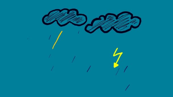 Clouds Storm Rain Creative Hand Drawn Frame Frame Stop Motion — Stock Video