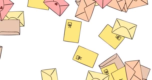 Envelopes Desenhos Animados Letras Voando Sobre Fundo Branco Conceito Comunicação — Vídeo de Stock