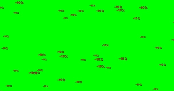 Ten Percent Prices Falling Green Screen Sale Price Discount Particle — 图库视频影像