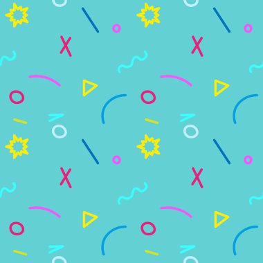 Mavi arkaplanda soyut şekillere sahip kusursuz desen