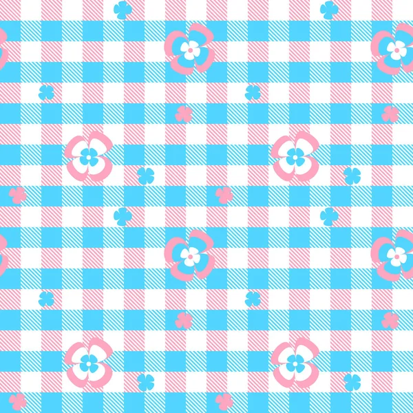 Kusursuz desen, pembe ve mavi renkli kafes.