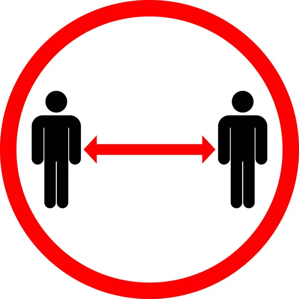 Ensemble Figures Humaines Rouges Distance Sociale Icône — Image vectorielle