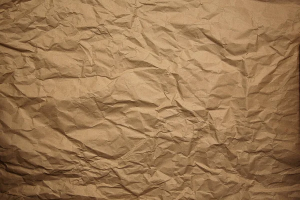 Crumpled Brown Wrapping Paper Natural Texture Background — Stock Photo, Image