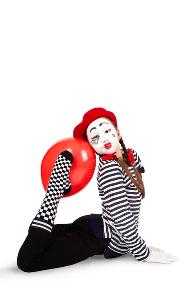 Teenage Girls Image Mimes Makeup Faces Isolate White Background — Stock Photo, Image