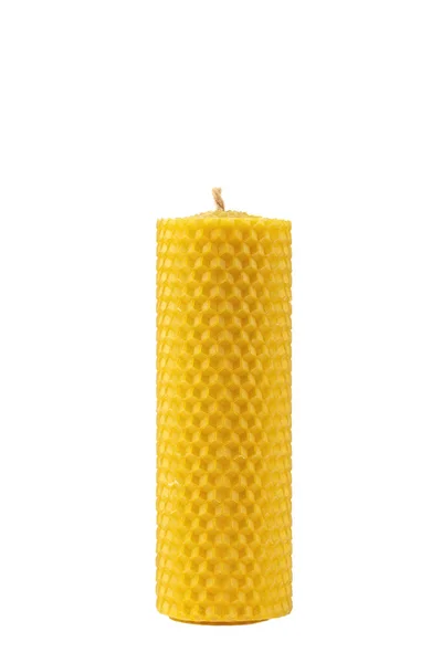 Handmade Candle Made Natural Beeswax Isolate White Background — Stock Photo, Image