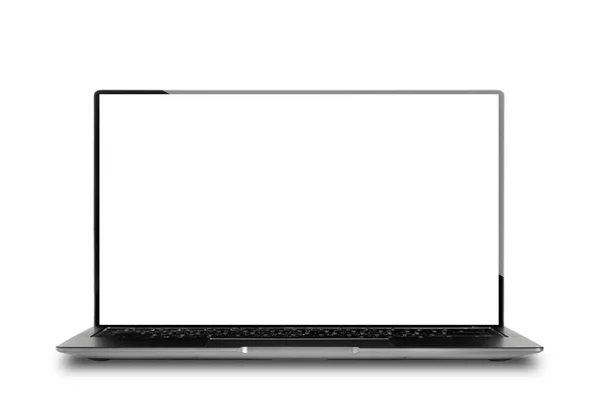 Laptop Aberto Cor Cinza Prata Isolar Fundo Branco — Fotografia de Stock