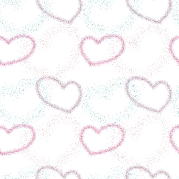 Seamless Pattern Multicolored Textured Hearts White Background — Stock Photo, Image