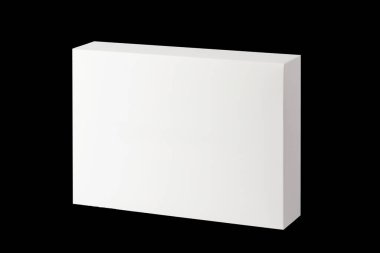 beyaz kartondan yapılmış dikdörtgen kutu, model, siyah arkaplan üzerinde izole