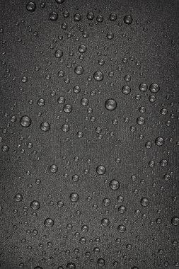 Yüzeyinde teflon kaplama ve su damlacıkları olan metal, arka plan