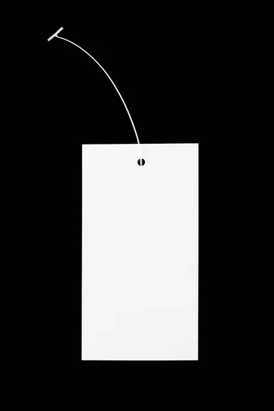 Fehér Papír Címke Árcédula Vastag Kartonból Készült Ruházati Cikkekhez Fekete — Stock Fotó
