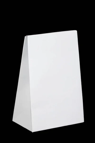 Caixa Presente Papelão Branco Pacote Mockup Isolar Fundo Preto Para — Fotografia de Stock