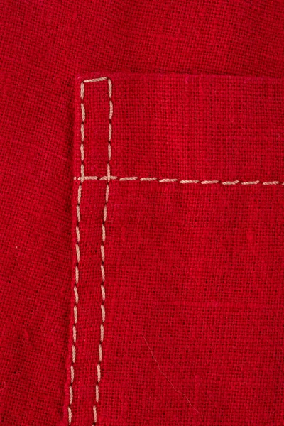 Fragment Šicího Výrobku Oděvy Přírodního Plátna Bavlny Dvojitý Šev Spojení — Stock fotografie