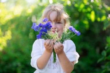 Sarışın bir kız güneşli bir günde yürür, bahçeyle ilgilenir, çalılıktaki üzümleri ve suları toplar.