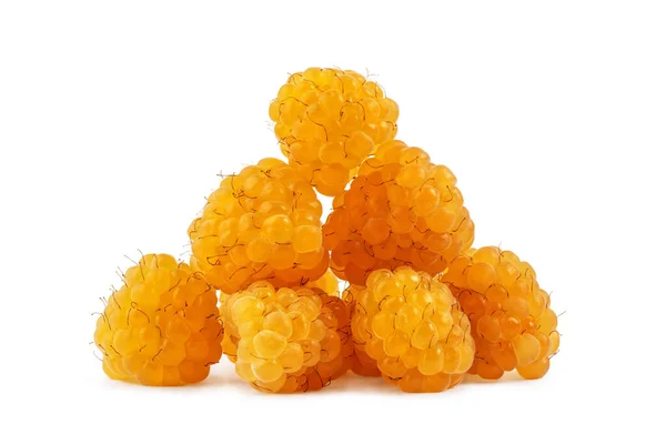 Bunch Ripe Yellow Raspberries Isolate White Background — Stock Photo, Image