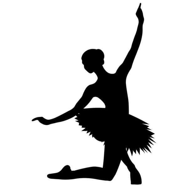 Silhouet Van Een Ballerina Die Oefeningen Doet Zwarte Tekening Een — Stockvector