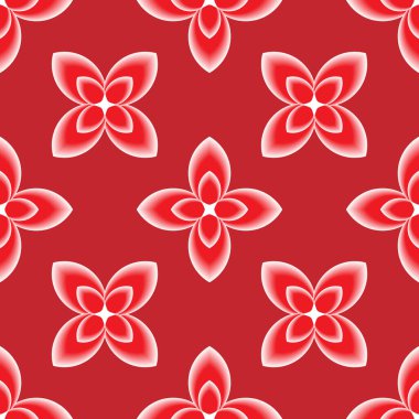 Kırmızı arkaplanda biçimlendirilmiş renklerle kusursuz desen