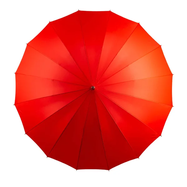 Gran Paraguas Rojo Caña Aislar Sobre Fondo Blanco — Foto de Stock