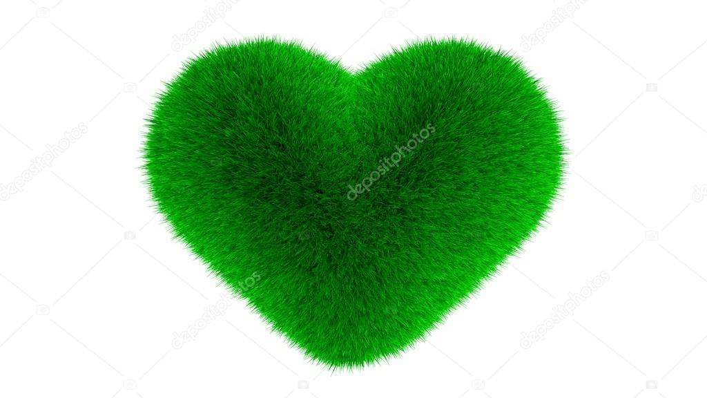 Heart symbol made of grass