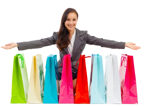 Mujer bolsa de compras - concepto de comprador — Foto de Stock