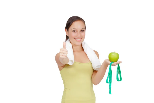 Smiling blond woman showing health — Stock Photo, Image