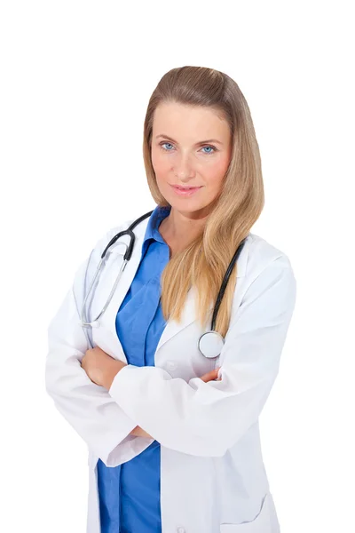 Confident smiling female Doctor with stethoscope — Stockfoto