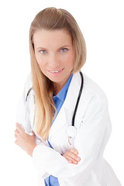 Confident smiling female Doctor with stethoscope — Stockfoto