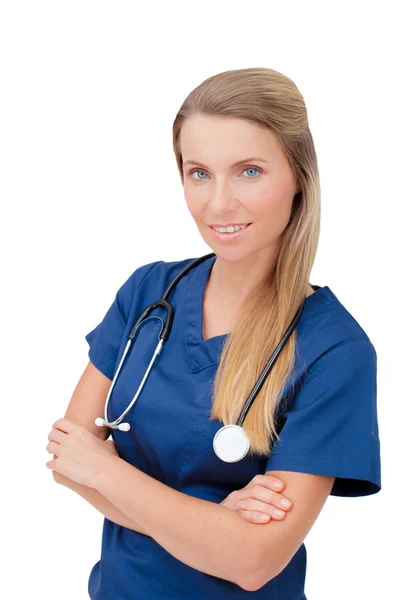 Confident smiling female Doctor with stethoscope — Zdjęcie stockowe