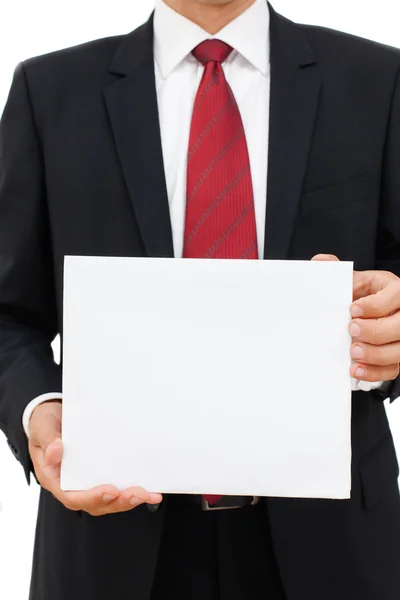 Business man showing his white board — Stock Photo, Image