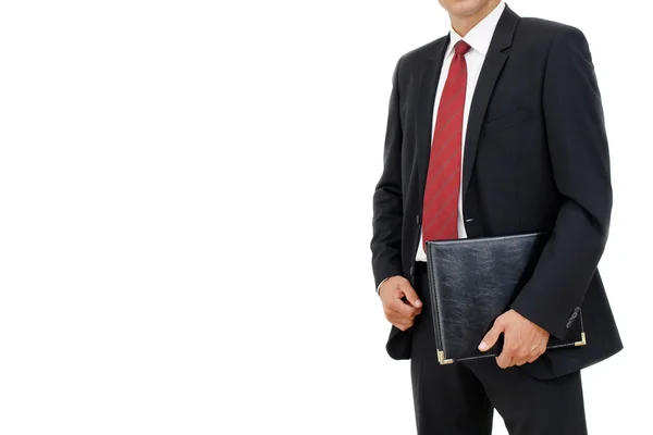 Portrét podnikatele drží složku — Stock fotografie