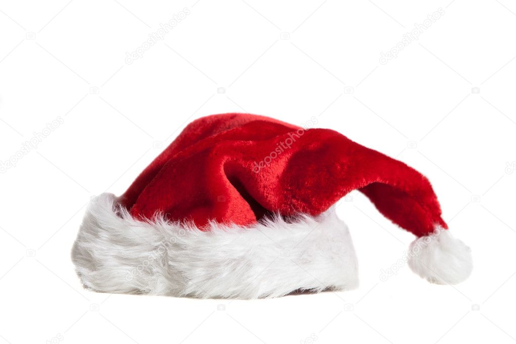 Christmas hat on white background.