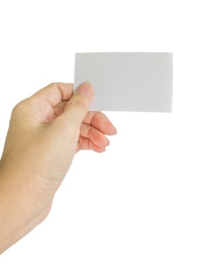 Konsept fotoğraf el tutun iş kartı, kredi kartı veya boş p
