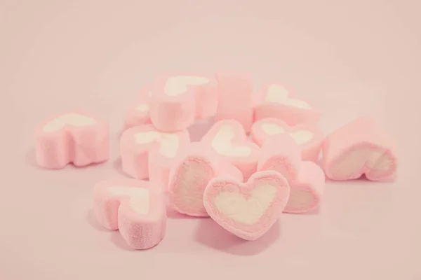 Pink Heart Shape Marshmallow Pink Filter — Stock Photo, Image