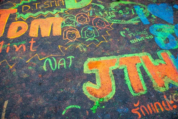 Een Deel Van Straat Kleurrijke Graffiti Het Festival Songkhla Thailand — Stockfoto