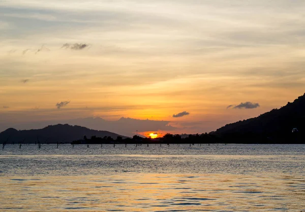 Sonnenuntergang Über Dem Meer Von Songkhla Thailand — Stockfoto