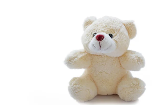 Beige Teddybeer Witte Achtergrond — Stockfoto
