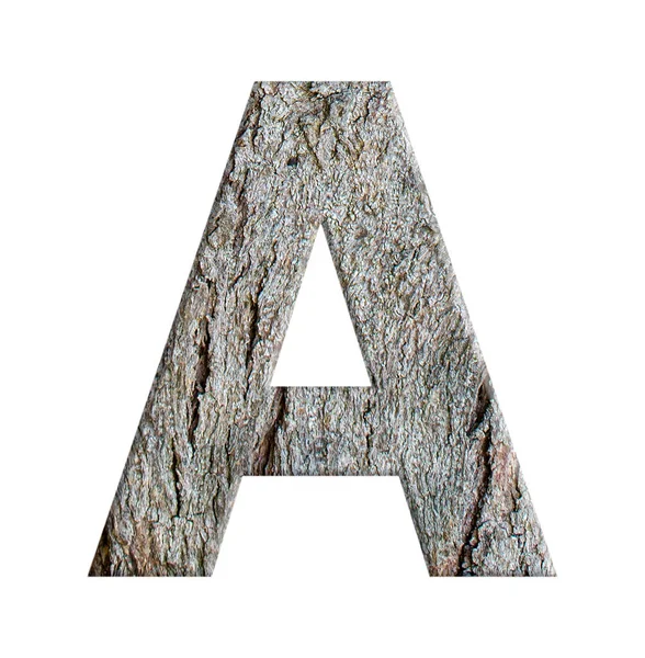 Alfabetos Árvore Casca Isolado Fundo Branco Carta — Fotografia de Stock