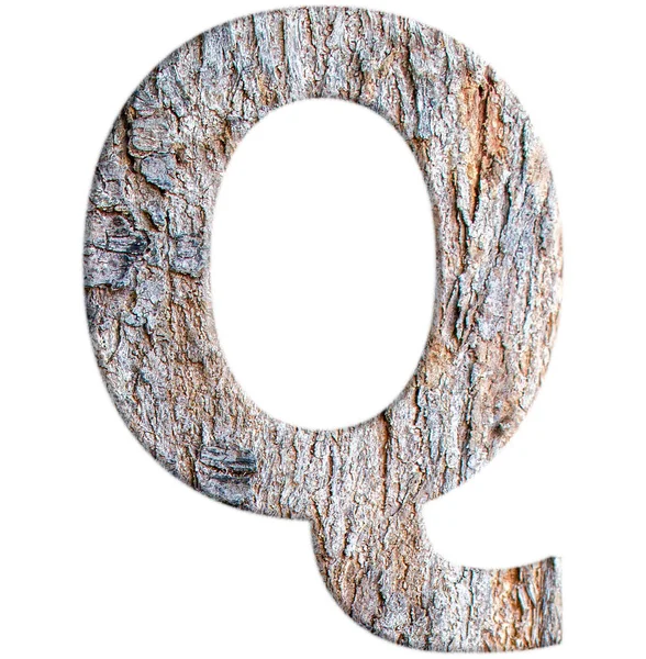 배경에 분리되어 나무껍질에서 알파벳 Letter — 스톡 사진