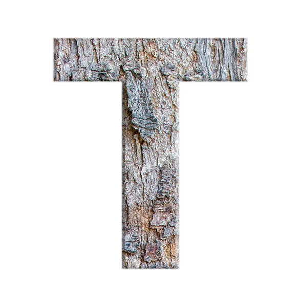 Alfabetos Árvore Casca Isolado Fundo Branco Letra — Fotografia de Stock