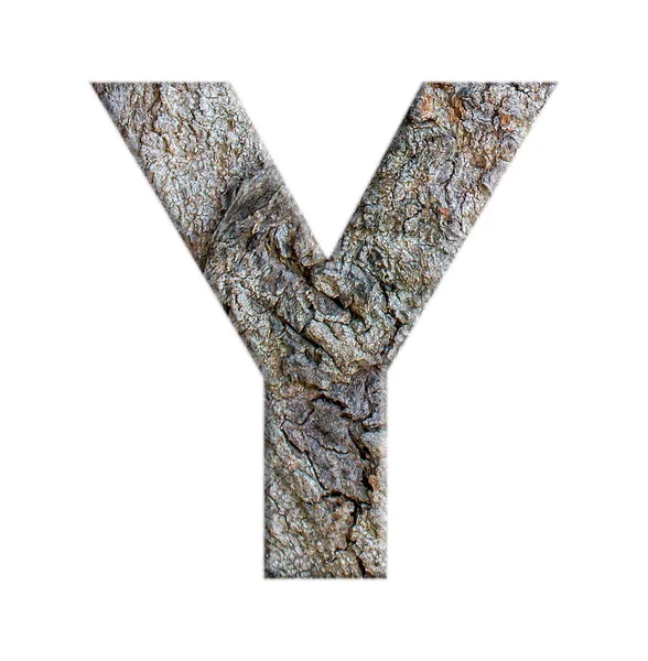 白地に孤立した樹皮の木からのアルファベット Letter — ストック写真