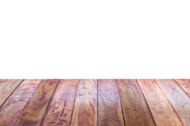 boş perspektif grungy ahşap masa üstü dokusu beyaz arkaplan üzerinde izole: ürün görüntüleme montajı için