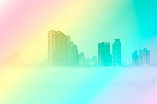 Abstract Blurred Photo Focused City Building Bangkok Thailand Gradient Filter — Stock Photo, Image