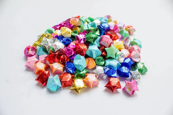 Colorido Dobrado Estrela Papel Origami Estrela Sorte — Fotografia de Stock