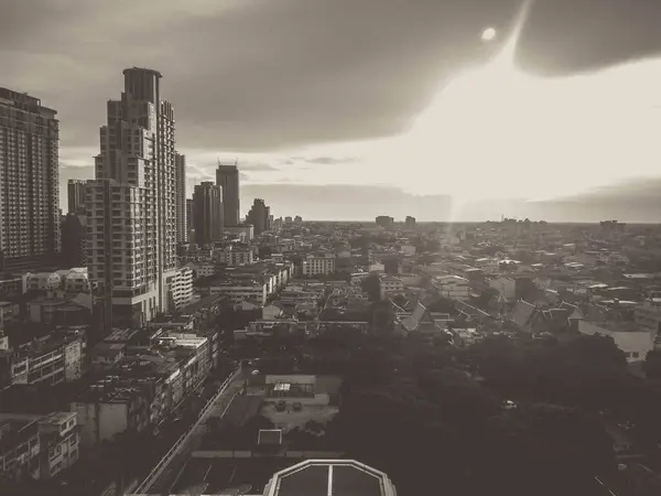 Verschwommenes Stadtgebäude Bangkok Mit Sonnenlicht — Stockfoto