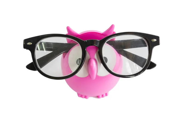 Chouette Rose Mignon Pour Tenir Des Lunettes Isolées Sur Fond — Photo